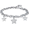 BK2404 BRACCIALE IN ACCIAIO CON STELLE E CRISTALLI BIANCHI