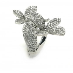 Anello argento floreale con zirconi FRA03