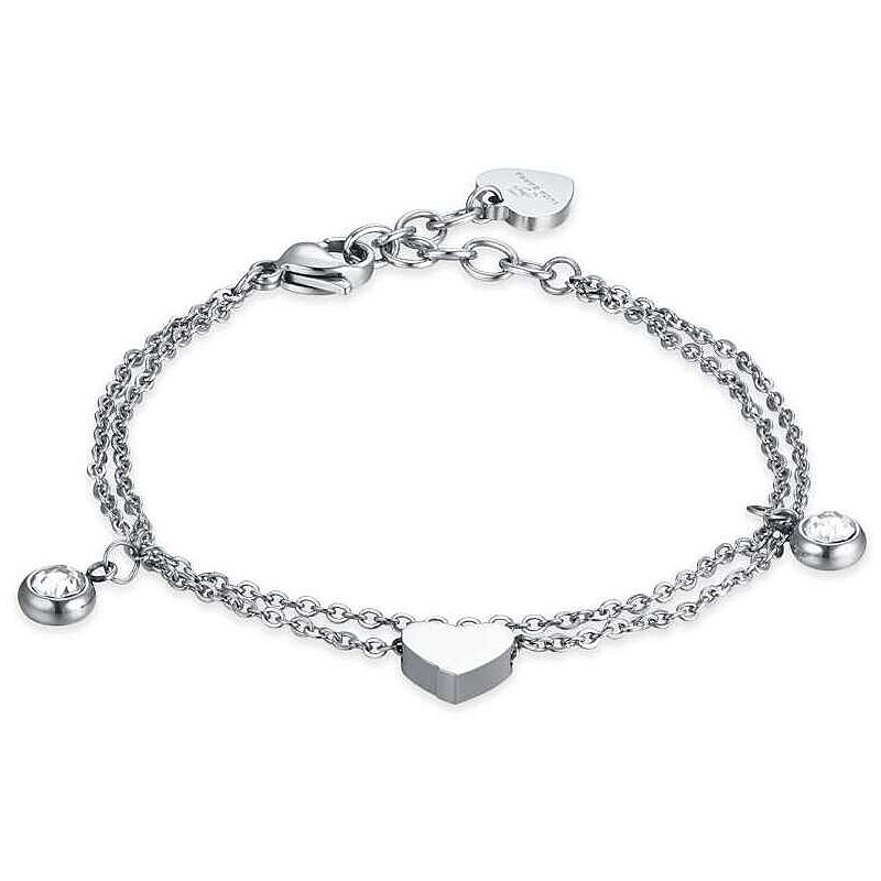 BK2396 BRACCIALE IN ACCIAIO CON CUORE E CRISTALLI BIANCHI