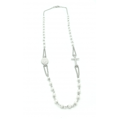 Collana girocollo rosario argento e perle ST4800