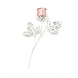Rosa argentata con petali smaltati rosa altezza 16 cm